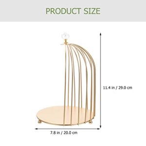 Hemoton Cupcake Stand Metal Bird Cage Makeup Organizer Cosmetic Rack Dessert Stand Necklace Earring Organizer Vanity Tray Perfume Lotion Bottle Shelf for Desk Organizer