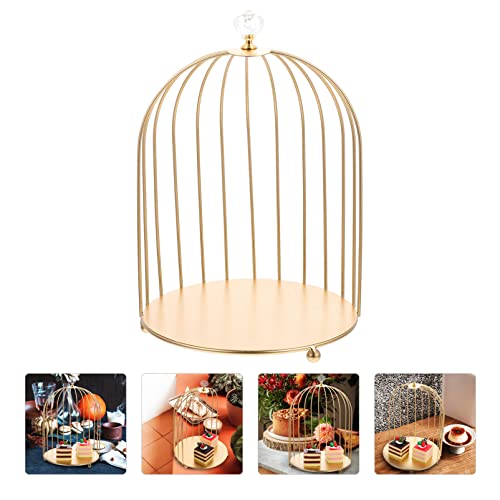 Hemoton Cupcake Stand Metal Bird Cage Makeup Organizer Cosmetic Rack Dessert Stand Necklace Earring Organizer Vanity Tray Perfume Lotion Bottle Shelf for Desk Organizer