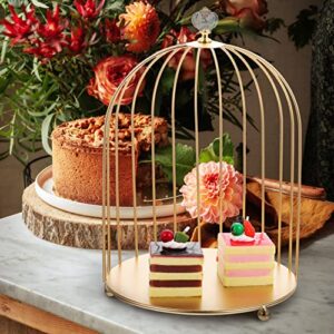 Hemoton Cupcake Stand Metal Bird Cage Makeup Organizer Cosmetic Rack Dessert Stand Necklace Earring Organizer Vanity Tray Perfume Lotion Bottle Shelf for Desk Organizer