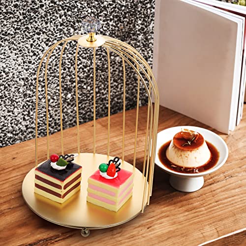 Hemoton Cupcake Stand Metal Bird Cage Makeup Organizer Cosmetic Rack Dessert Stand Necklace Earring Organizer Vanity Tray Perfume Lotion Bottle Shelf for Desk Organizer