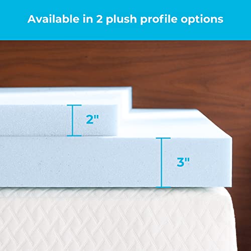 Linenspa 3 Inch Memory Foam Mattress Topper, Gel Infused Queen Mattress Topper, CertiPUR-US Certified