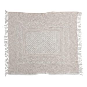 bloomingville cotton slub pattern and tassels, ivory and putty orange blanket throw, pink
