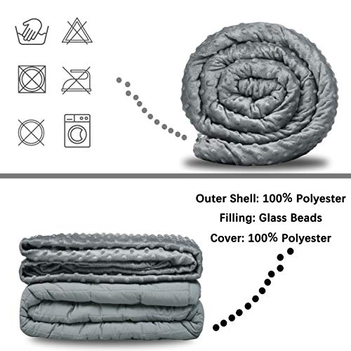 Weighted Blanket with 100% Cotton Cover, Breathable Soft Heavy Blanket, Premium Glass Beads, Good Rest and Deep Sleep for Adult, 60'x80' with 15lbs Fits 140-190lbs, Full Size, Gift for mom, Parents