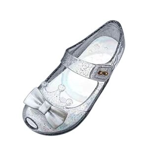 girls shoes walking sandals shoes crown flash diamond crystal sole non slip sandals dance shoes princess shoes (silver, 4.5years little kid)