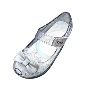 Girls Shoes Walking Sandals Shoes Crown Flash Diamond Crystal Sole Non Slip Sandals Dance Shoes Princess Shoes (Silver, 4.5Years Little Kid)