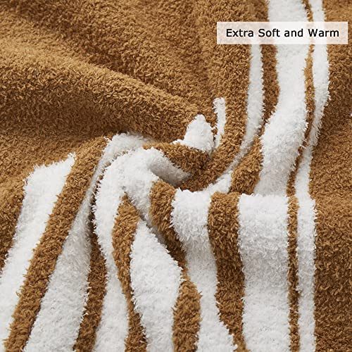 Oli Anderson Triangle Knit Throw Blanket for Couch, Lightweight Cozy Blanket and Throws with Plush Reversible Microfiber, Fluffy Blanket for Travel, Bed, Sofa, 50"x60", Caramel