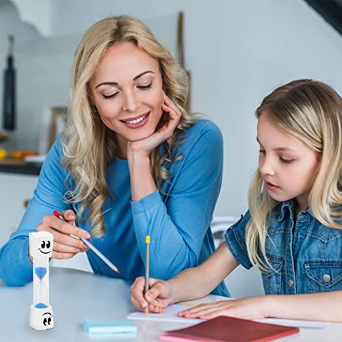 TeacherFav 2 Minute Toothbrush Sand Timer for Kids -Set of 2 Small Blue and Pink Smiley Hour Glass (2 Minute Smily Tooth-2 Pack)