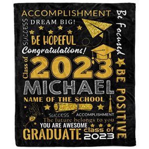 aouer personalized graduation blanket gifts 2023,custom name graduation blanket college gift,graduation party supplies for him&her graduation blanket decorations,high school class of 2023 gift-30x40in