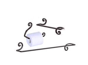 rtzen wrought iron bathroom accessories set, decorative hand towel bar, body towel bar hanger and toilet paper holder