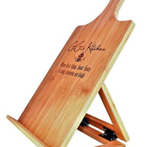 Gigi Gift Cookbook Stand Recipe Holder - Custom Engraved Bamboo Cutting Board Foldable Chef Easel Metal Hinge Kickstand iPad Tablet Compatible Christmas Birthday Mother Day Kitchen Decor (7.25x13.5)