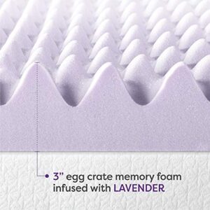 Best Price Mattress 3 Inch Egg Crate Memory Foam Mattress Topper with Soothing Lavender Infusion, CertiPUR-US Certified, Full