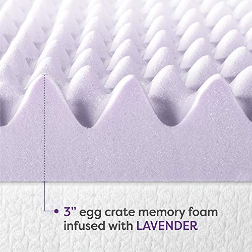 Best Price Mattress 3 Inch Egg Crate Memory Foam Mattress Topper with Soothing Lavender Infusion, CertiPUR-US Certified, Full