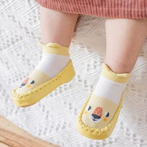 Lykmera Children's Toddler Shoes Flat Bottom Non Slip Floor Sports Shoes Socks Shoes Lightweight Socks Shoes Walking Shoes (Yellow, 6-12 Months)