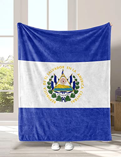 Carwayii El Salvador Flag Blanket,Cozy Bed Blanket Thermal Flannel Throw Blanket No Shedding Premium Fleece Blanket for Bedroom Living Room,Luxury Soft Sherpa Blanket for Bed Couch 60''X80''