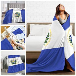 Carwayii El Salvador Flag Blanket,Cozy Bed Blanket Thermal Flannel Throw Blanket No Shedding Premium Fleece Blanket for Bedroom Living Room,Luxury Soft Sherpa Blanket for Bed Couch 60''X80''