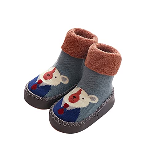 Lykmera Fleece Socks Shoes for Baby Girl Boys Children Toddler Shoes Flat Bottom Non Slip Lightweight Cartoon Pattern Shoes (B, 0-6 Months)