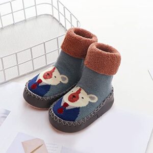 Lykmera Fleece Socks Shoes for Baby Girl Boys Children Toddler Shoes Flat Bottom Non Slip Lightweight Cartoon Pattern Shoes (B, 0-6 Months)