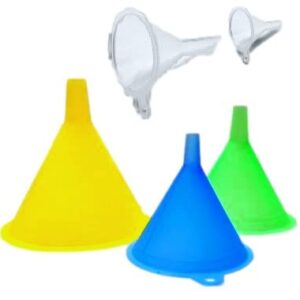 Funnels Variety Set of 5 Mini, Small to Larg Plastic Funnel for Kitchen Liquid Spices Powder Cosmetic Lotion Essential Oils