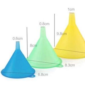 Funnels Variety Set of 5 Mini, Small to Larg Plastic Funnel for Kitchen Liquid Spices Powder Cosmetic Lotion Essential Oils