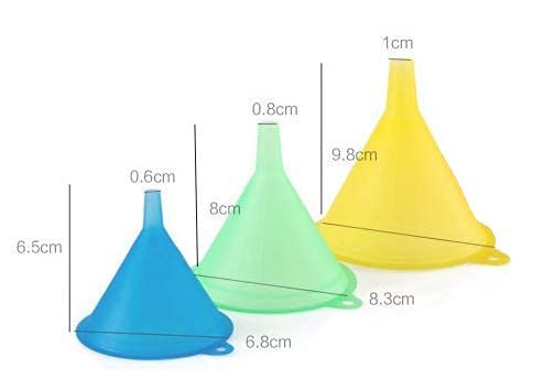 Funnels Variety Set of 5 Mini, Small to Larg Plastic Funnel for Kitchen Liquid Spices Powder Cosmetic Lotion Essential Oils