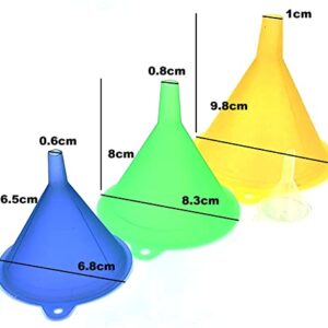 Funnels Variety Set of 5 Mini, Small to Larg Plastic Funnel for Kitchen Liquid Spices Powder Cosmetic Lotion Essential Oils