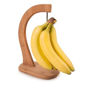 japanbargain 4095, bamboo banana hanger bamboo wood banana hook fruit holder grape holder countertop large banana holder stand