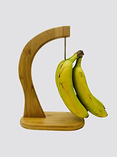 JapanBargain 4095, Bamboo Banana Hanger Bamboo Wood Banana Hook Fruit Holder Grape Holder Countertop Large Banana Holder Stand