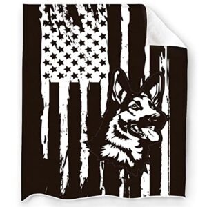 usa flag themed german shepherd dog throw blanket soft fuzzy plush blanket lightweight flannel blankets for couch bed living room adults kids teens gifts all seasons 50"x40"