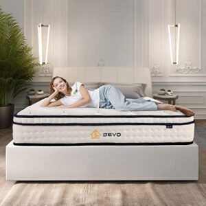 devo full mattress,10 inch medium firm feel hybrid mattress in a box, memory foam & individually wrapped pocket coils innerspring hybrid mattress with motion isolation and pressure relief, certipur-us