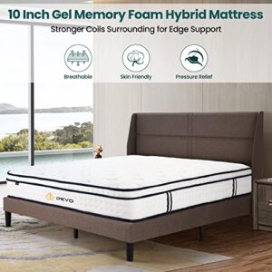 Devo Full Mattress,10 Inch Medium Firm Feel Hybrid Mattress in a Box, Memory Foam & Individually Wrapped Pocket Coils Innerspring Hybrid Mattress with Motion Isolation and Pressure Relief, CertiPUR-US