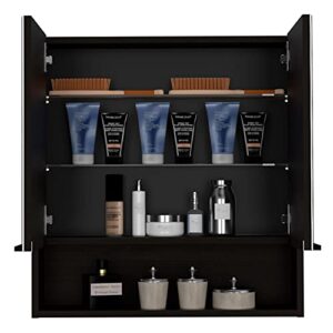 fm furniture ozark 24" mirrored medicine cabinet with shelf & closed storage for bathroom