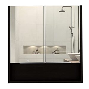 FM FURNITURE Ozark 24" Mirrored Medicine Cabinet with Shelf & Closed Storage for Bathroom