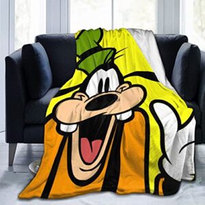 cartoon printing flannel super soft throw blanket for kids adults,comfortable and warm for sofa bed bedroom living room camping travel (yellow) 80"x60"