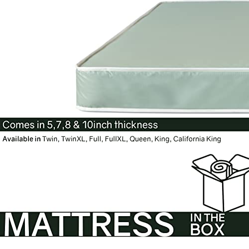 Greaton, 5-Inch Medium Firm Water-Resistance Foam Vinyl Mattress, Easy to Clean, Comfortable & Noise Free, Twin, Green