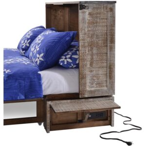 Night & Day Furniture Poppy White Bark with Mattress Murphy Cabinet Bed Queen