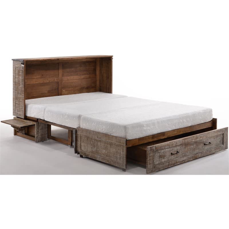 Night & Day Furniture Poppy White Bark with Mattress Murphy Cabinet Bed Queen