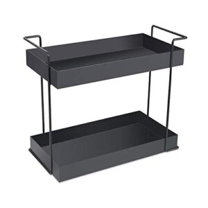 gdgdtoo 2 tier bathroom storage organizer tray for countertop, cosmetic organizer holder kitchen spice rack,set of 1, vanity shelf,black