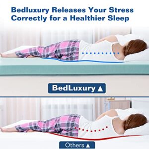 BedLuxury Mattress Topper Memory Foam: 3 Inch Queen Size Gel Colling Mattress Pad Cover with 18'' Deep Pocket for Back Pain Bed Topper with Removable Bamboo Cover Soft & Breathable