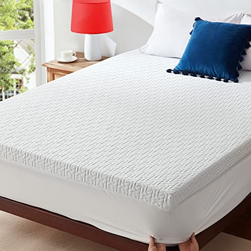 BedLuxury Mattress Topper Memory Foam: 3 Inch Queen Size Gel Colling Mattress Pad Cover with 18'' Deep Pocket for Back Pain Bed Topper with Removable Bamboo Cover Soft & Breathable