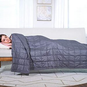 AckBrands 60" x 80" - 15 Lb Weighted Blanket - Slate Gray - Premium Cotton with Glass Beads - Double Stitched Edges - Veteran Owned