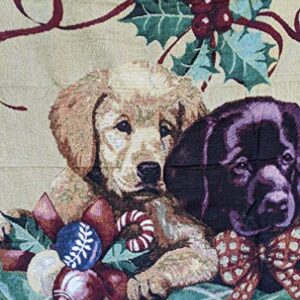 Labrador Retriever Dog Throw Blanket - Tache Adorable Puppy's First Christmas Holiday Animal Lover Gift Decorative Woven Tapestry Dog Throw Blanket, 50" x 60"
