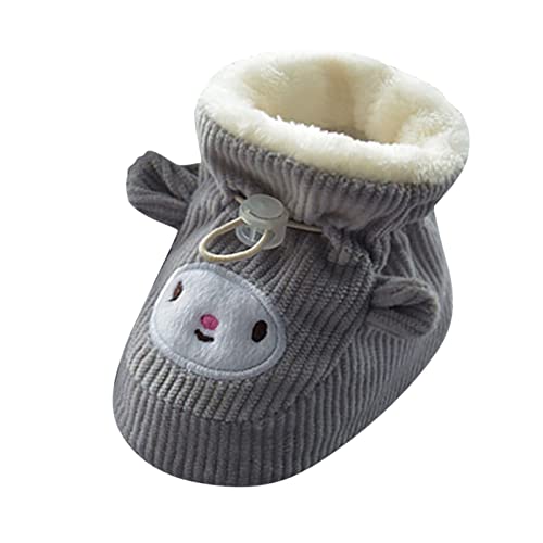 Lykmera Children Floor Boots Toddler Shoes Cotton Shoes Plus Velvet Thick Warm Soft Soles Cute Shoes Snow Boots Shoes (Grey, 6-12 Months)