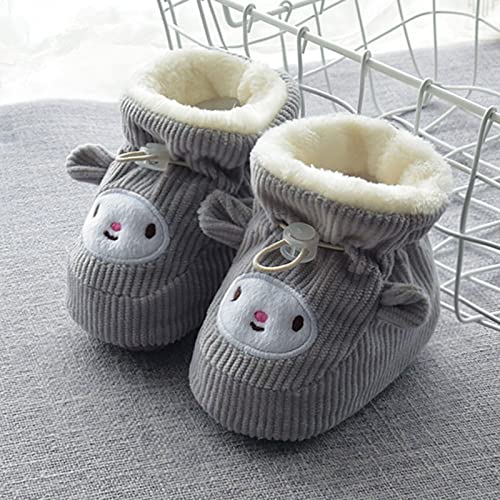 Lykmera Children Floor Boots Toddler Shoes Cotton Shoes Plus Velvet Thick Warm Soft Soles Cute Shoes Snow Boots Shoes (Grey, 6-12 Months)