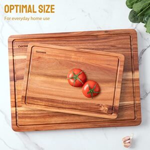 OAKSWARE Cutting Boards, 17x13 Large Acacia Wooden Cutting Board for Kitchen, Edge Grain Reversible Wood Chopping Board with Juice Groove and Handles, Pre-Oiled Carving Tray for Meat & Cheese