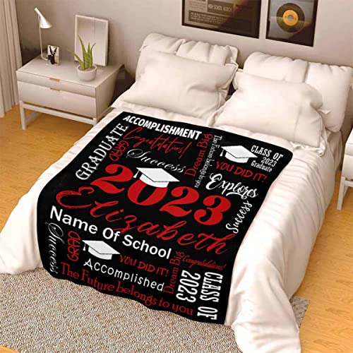 LOSARON Personalized 2023 Graduation Blanket You Did It Explores Success Bed Blanket Custom Name Graduate Throw Blanket Graduation Gifts for Friend Family 30x40 Inch