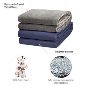 Giantex Weighted Blanket with Removable Cover, 15lbs |48''x72''| Twin Size, 100% Breathable Cotton Fabric Inner&200GSM Minky Duvet Cover, Heavy Blankets for Kids Adults