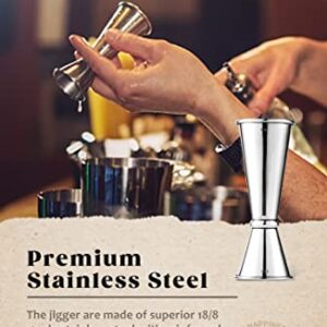 KITESSENSU Jigger for Bartending, Japanese Jigger 2 oz 1 oz with Measurements Inside, 18/8 Stainless Steel Cocktail Jiggers