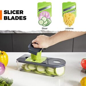 Kitexpert Vegetable Chopper, Onion Chopper Dicer Veggie Chopper with 7 Blades and Container, 7-in-1 Spiralizer Chopper Vegetable Cutter, Kitchen Vegetable Slicer Dicer Cutter Food Chopper (Grey)