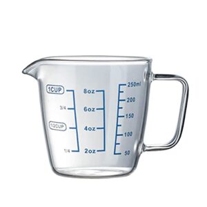 250ml/8 oz heat-resistant glass measuring cup with scale for laboratory, children's milk making, kitchen baking, etc.