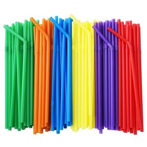 alink 500-pack solid colors flexible drinking straws, plastic disposable bendy straws - 7.75" x 0.23"